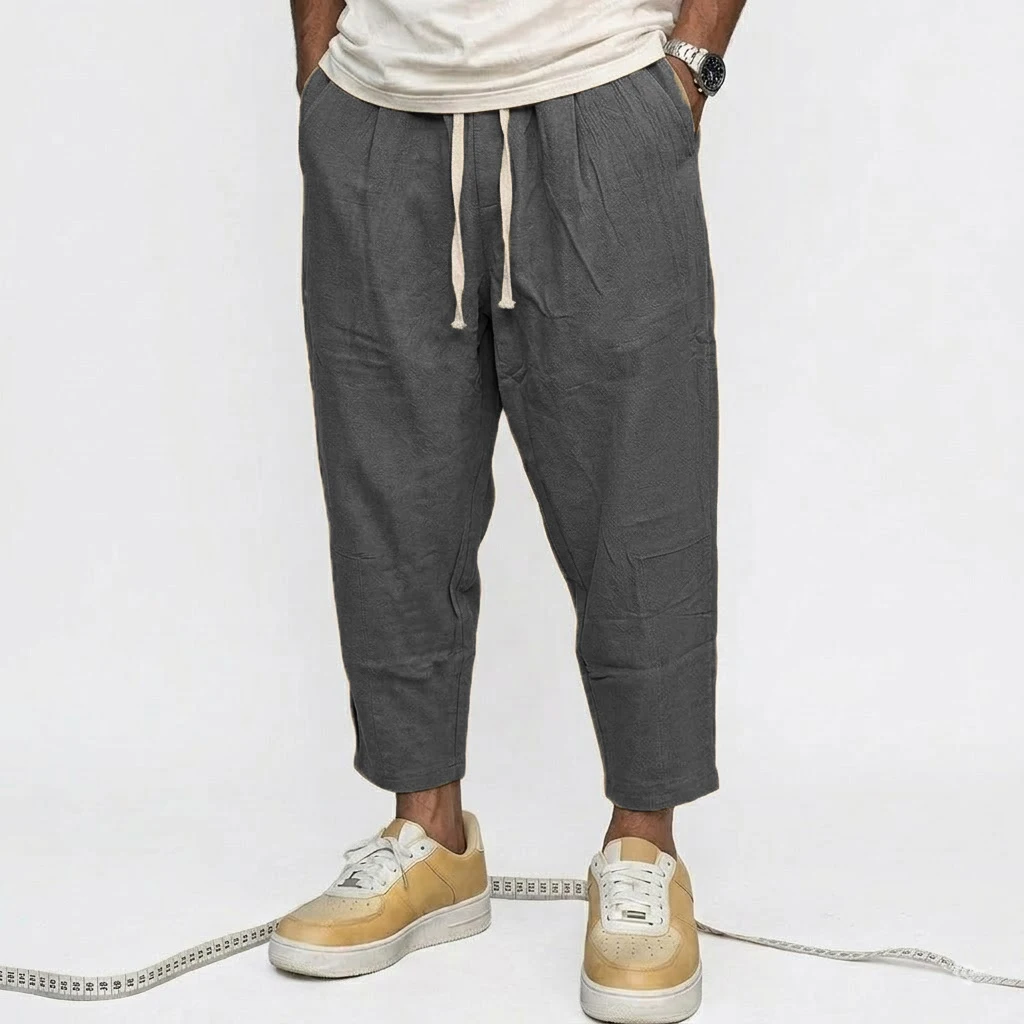 New Linen Pants Man Summer Casual Pants for Men Gym Man Baggy Pant Beach Loose Hawaiian Pant Lightweight Men's Cotton Work Pants