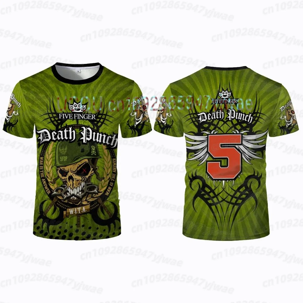 26 Summer Men 5FDP Five Finger Death Punch Skull T-Shirt Short-Sleeved Sailor Collar Tee Large Size For Men Women T Shirt
