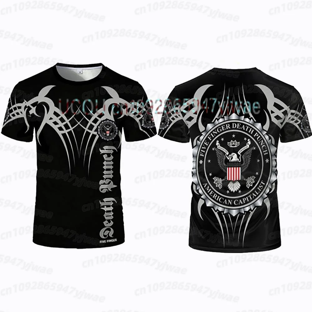 26 Summer Men 5FDP Five Finger Death Punch Skull T-Shirt Short-Sleeved Sailor Collar Tee Large Size For Men Women T Shirt