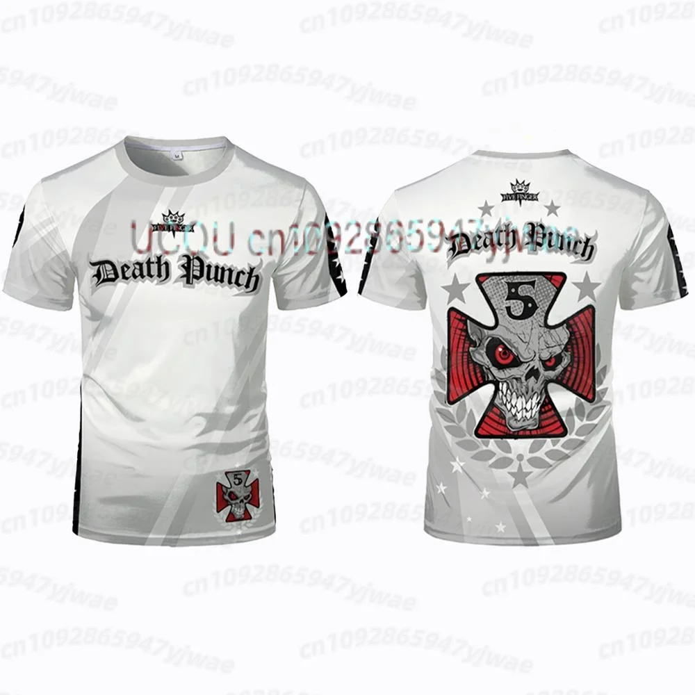26 Summer Men 5FDP Five Finger Death Punch Skull T-Shirt Short-Sleeved Sailor Collar Tee Large Size For Men Women T Shirt