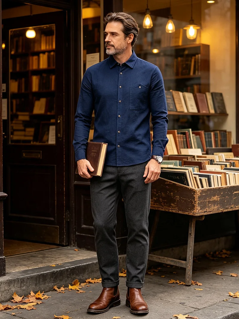 Men Spring Autumn Solid Color Linen Cardigan Lapel Collar Long Sleeve Shirt Breathable Button Top Daily Leisure Outdoor Wear