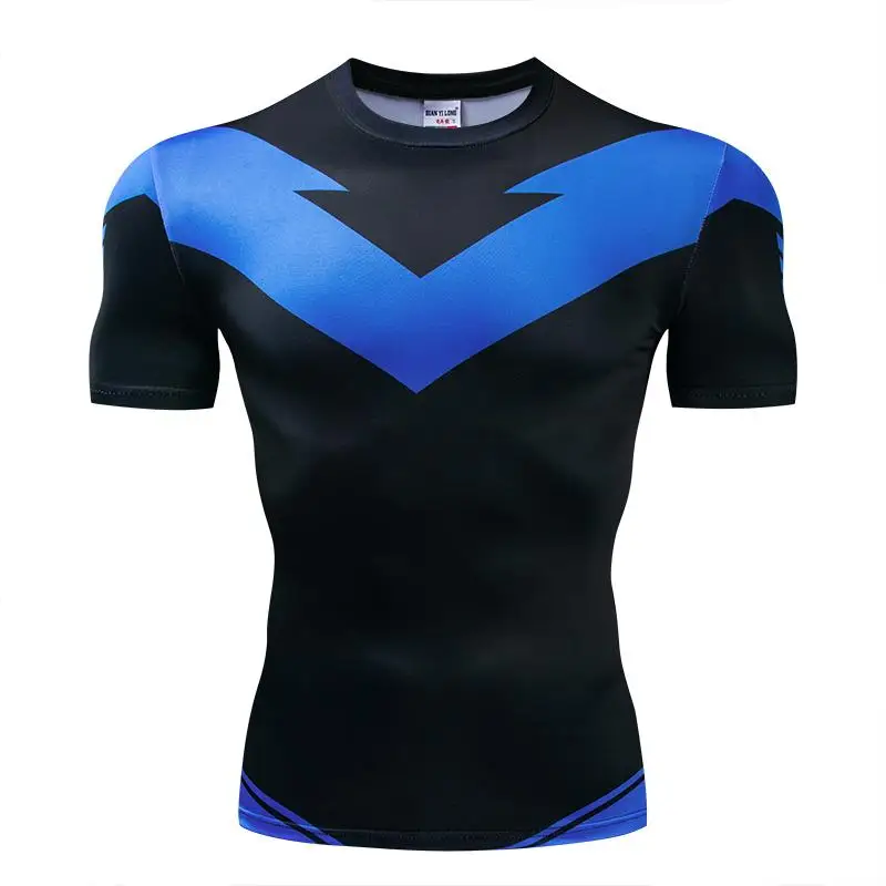 Compression T-Shirts Sportswear Gym Rash Guard Boxing Training Sports Tops 3D Nightwing Men T Shirt Running Quick-Dry Shirts Men