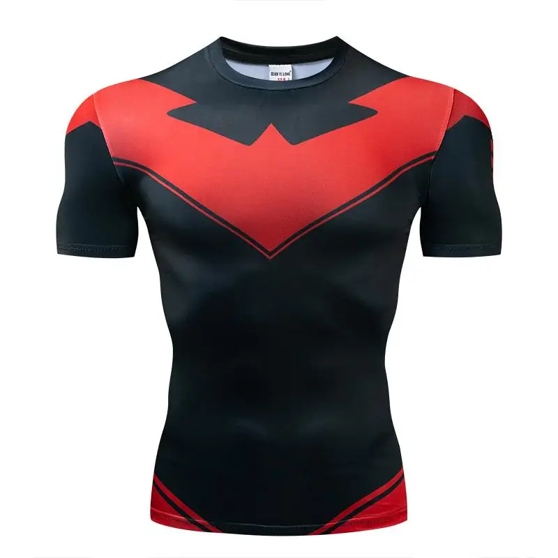 Compression T-Shirts Sportswear Gym Rash Guard Boxing Training Sports Tops 3D Nightwing Men T Shirt Running Quick-Dry Shirts Men