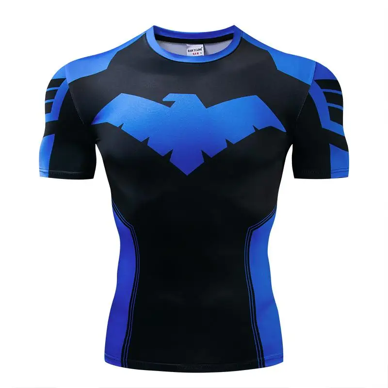 Compression T-Shirts Sportswear Gym Rash Guard Boxing Training Sports Tops 3D Nightwing Men T Shirt Running Quick-Dry Shirts Men