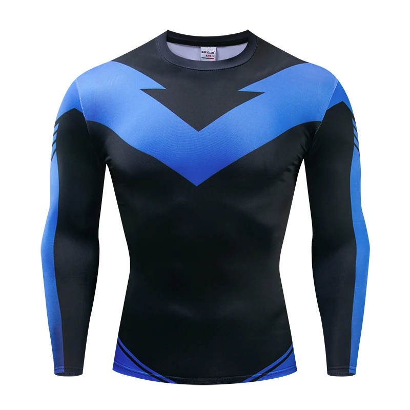 Compression T-Shirts Sportswear Gym Rash Guard Boxing Training Sports Tops 3D Nightwing Men T Shirt Running Quick-Dry Shirts Men