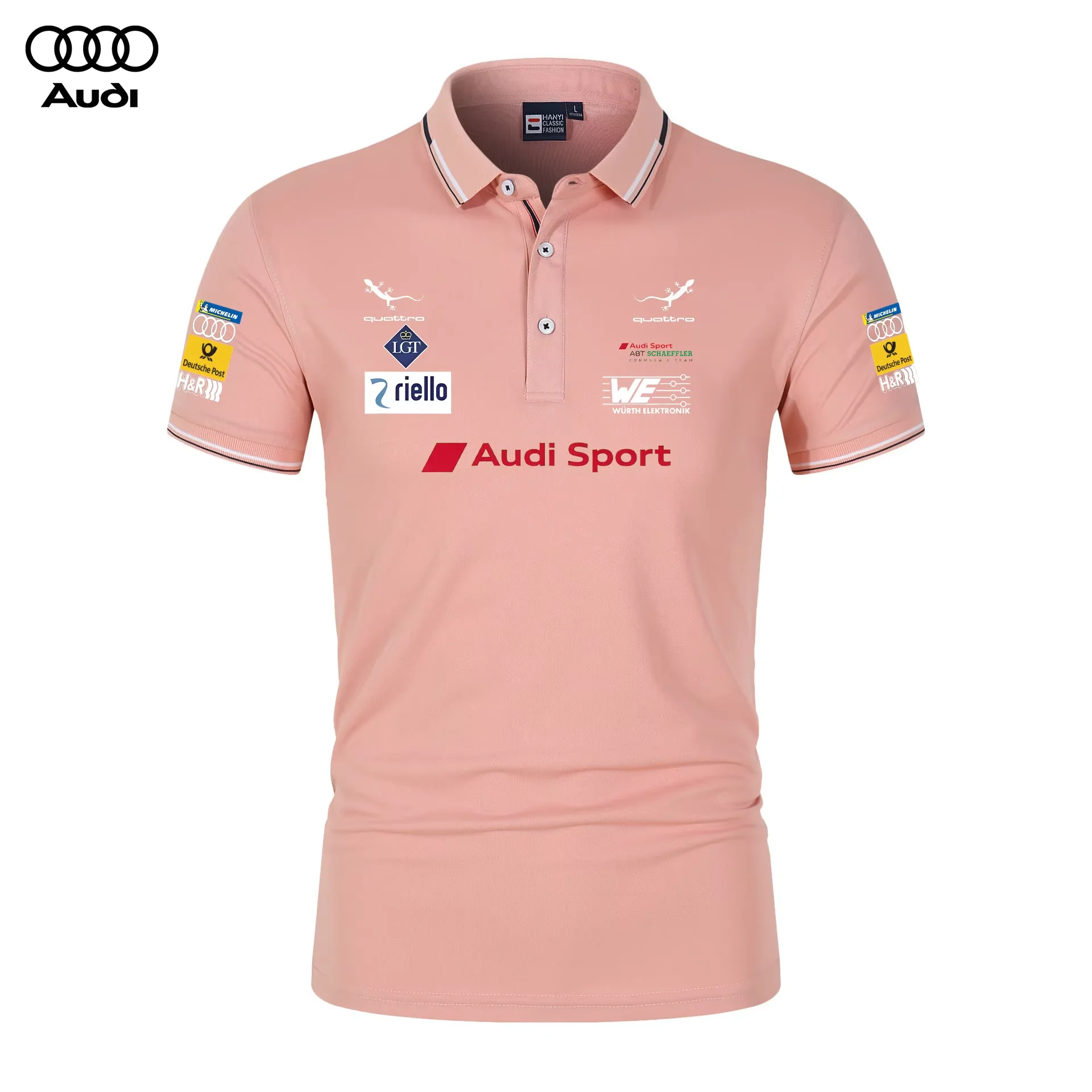 Audi Motorsport Racing Team Men's And Women's Daily Casual Polo Shirts Collarless T-Shirts for Sports Fans