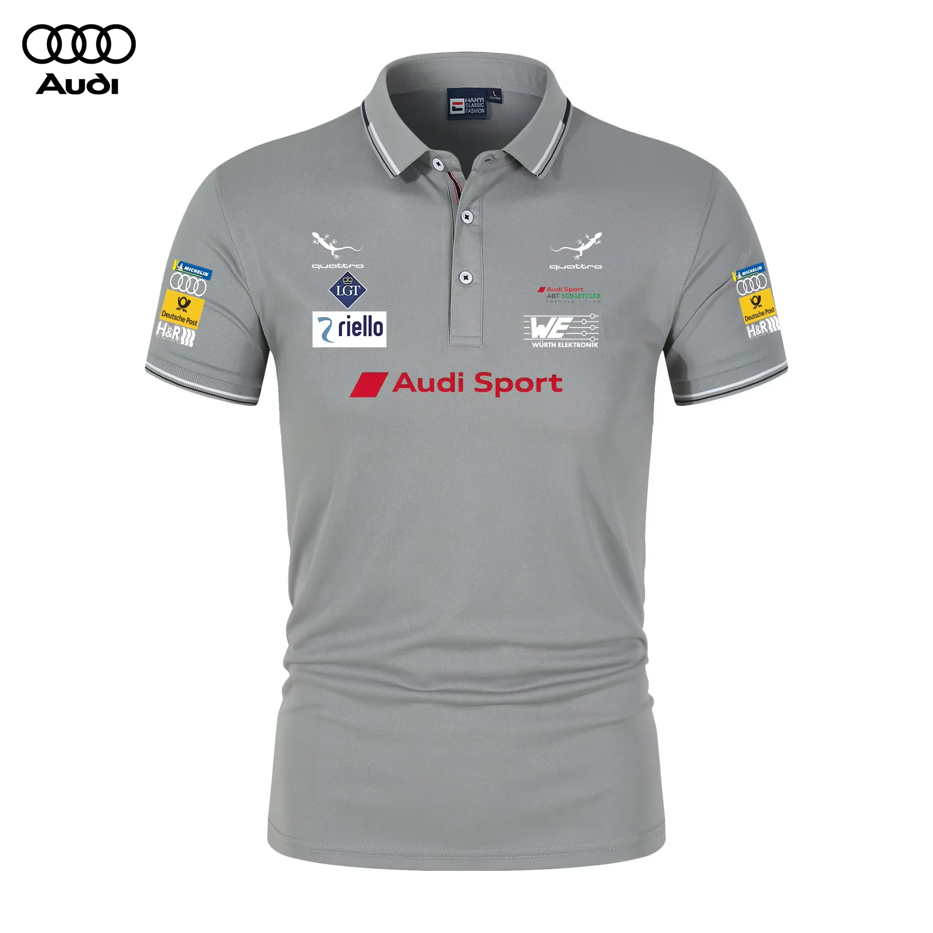 Audi Motorsport Racing Team Men's And Women's Daily Casual Polo Shirts Collarless T-Shirts for Sports Fans