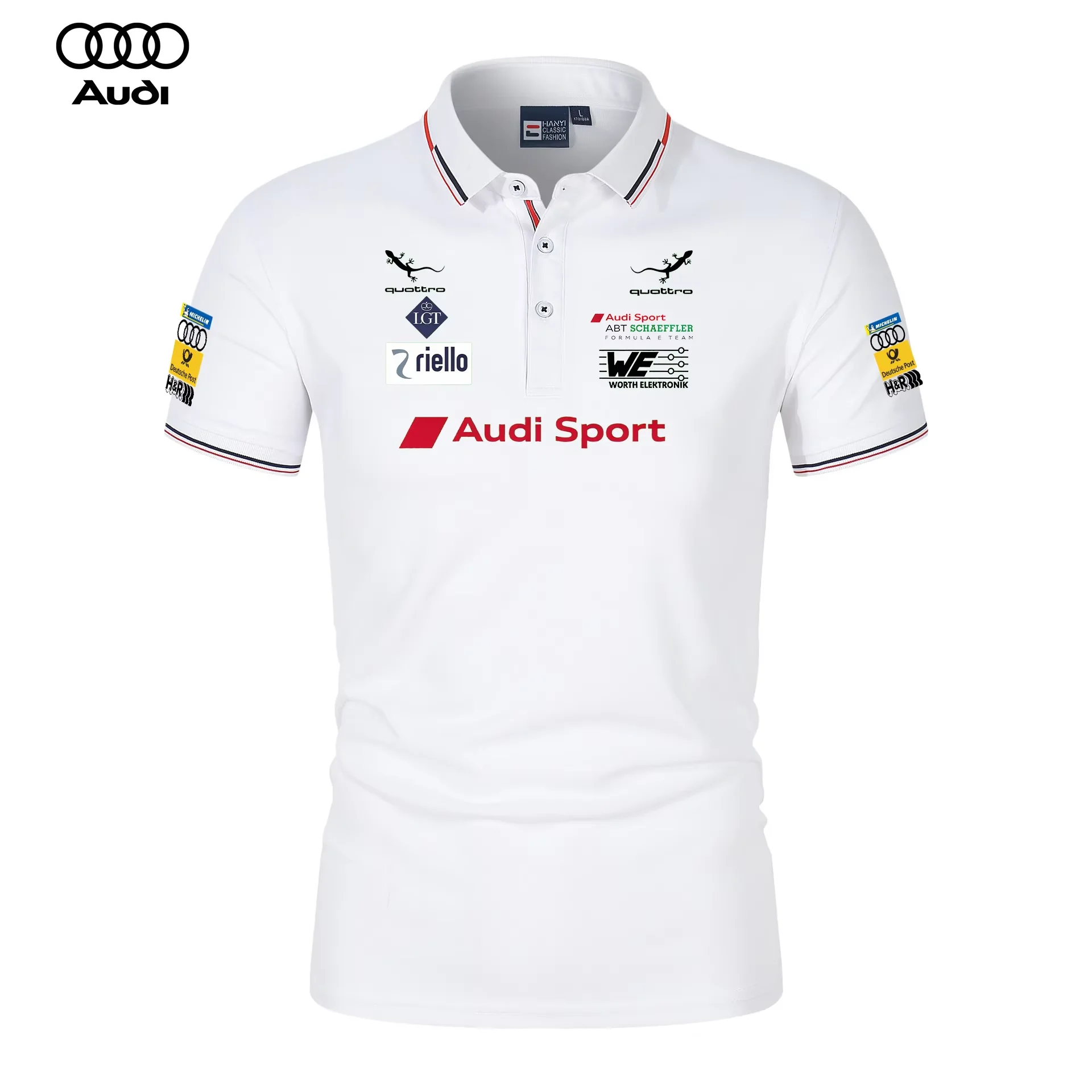 Audi Motorsport Racing Team Men's And Women's Daily Casual Polo Shirts Collarless T-Shirts for Sports Fans