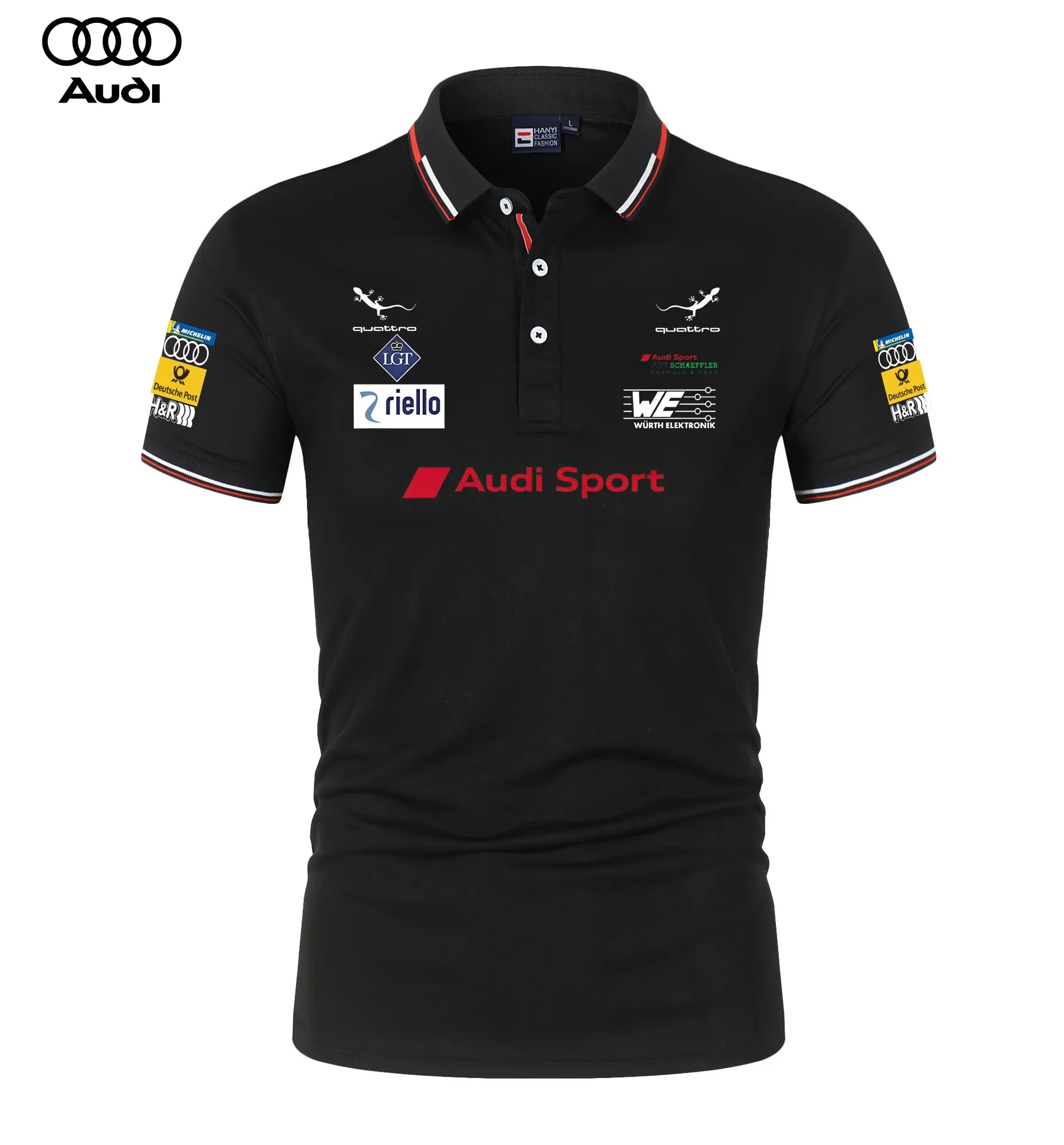 Audi Motorsport Racing Team Men's And Women's Daily Casual Polo Shirts Collarless T-Shirts for Sports Fans