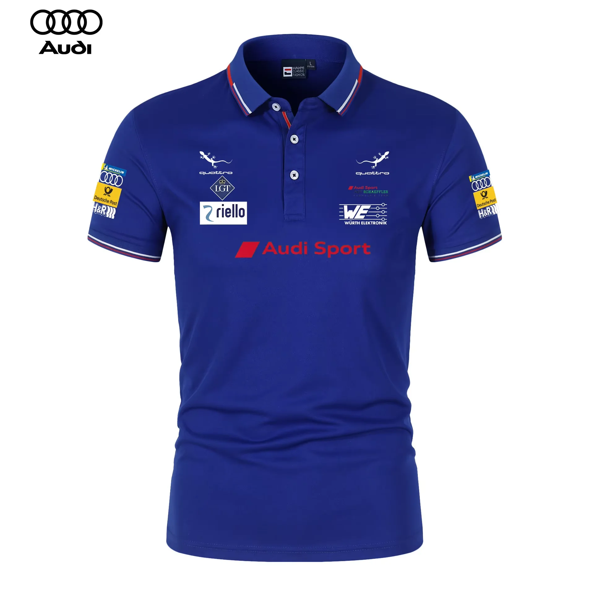 Audi Motorsport Racing Team Men's And Women's Daily Casual Polo Shirts Collarless T-Shirts for Sports Fans