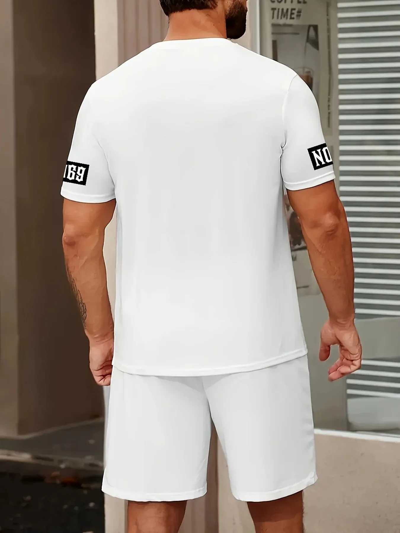 Hot Selling Summer New Men's Set with Letter Print Casual Fashion T-Shirt Short-Sleeved Shorts Sports Outdoor Set