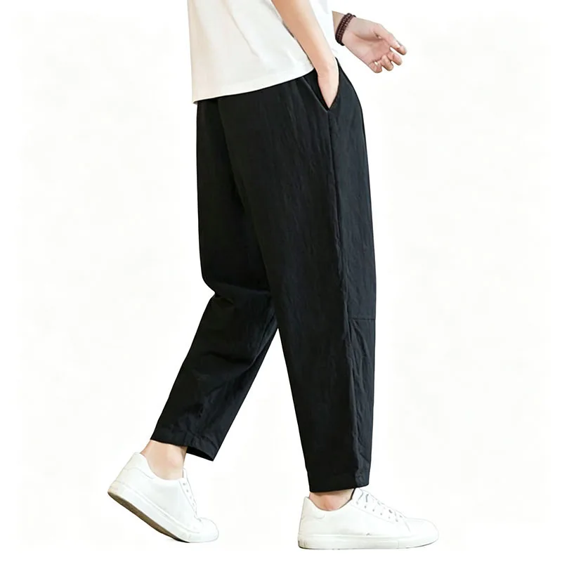 Lightweight Men's Ankel-Length Pants Solid Color Breathable Sweatpants Joggers Men Baggy Pants Streetwear Long Trousers Men