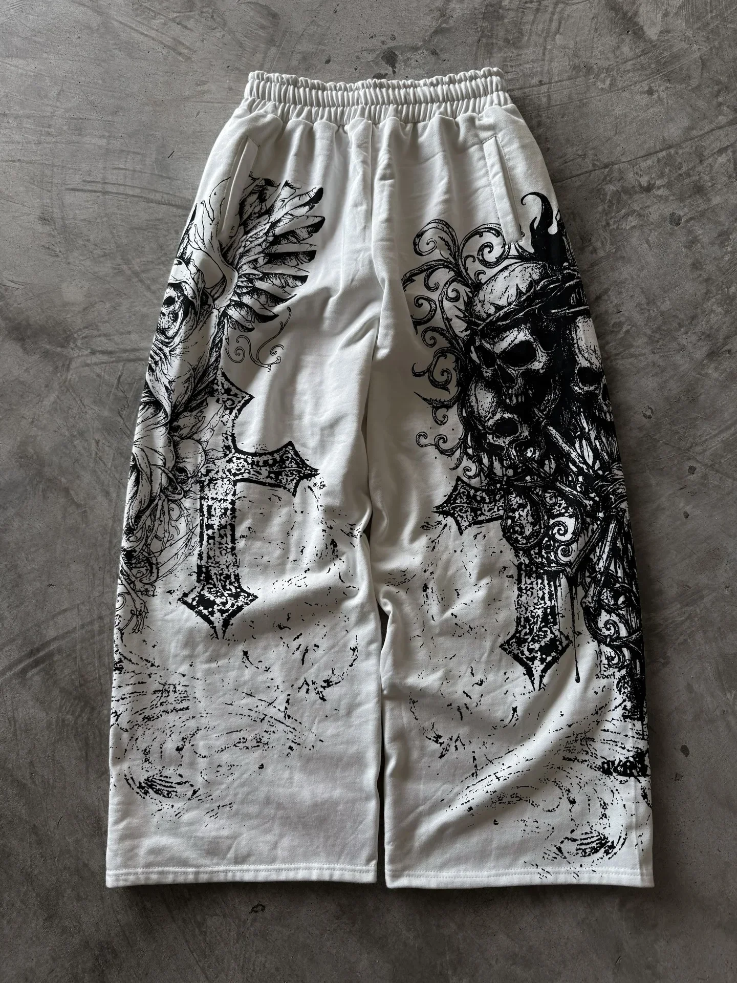 2026 Summer New Y2K Retro Casual Pants Gothic Skull Head Direct Spray Printed Floor Pants Extra Large Neutral Fashion Pants