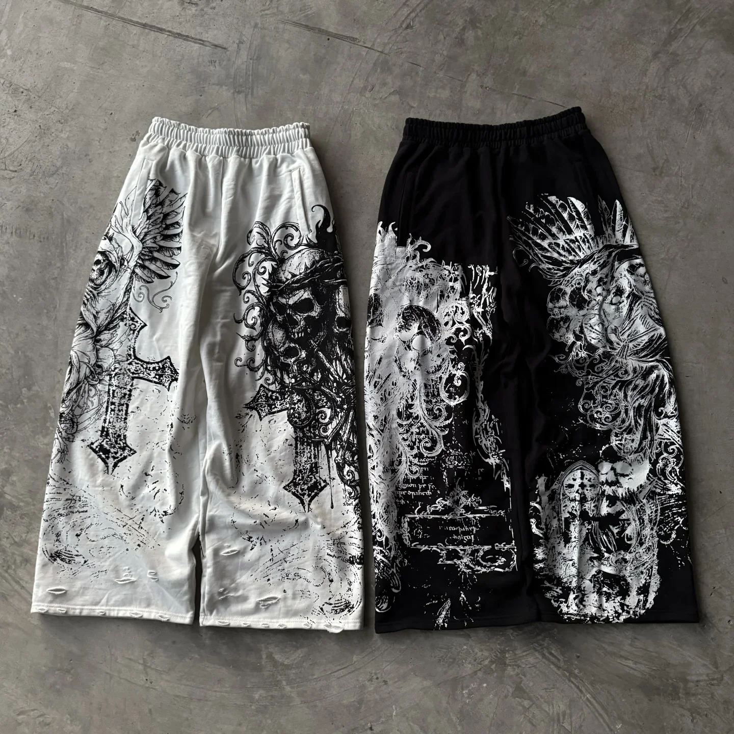 2026 Summer New Y2K Retro Casual Pants Gothic Skull Head Direct Spray Printed Floor Pants Extra Large Neutral Fashion Pants