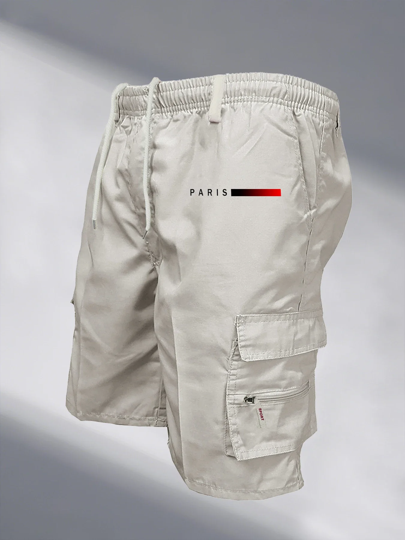 Mens Tactical Cargo Shorts Elastic Waist Outdoor Work Casual Jogging Loose Street Style Shorts