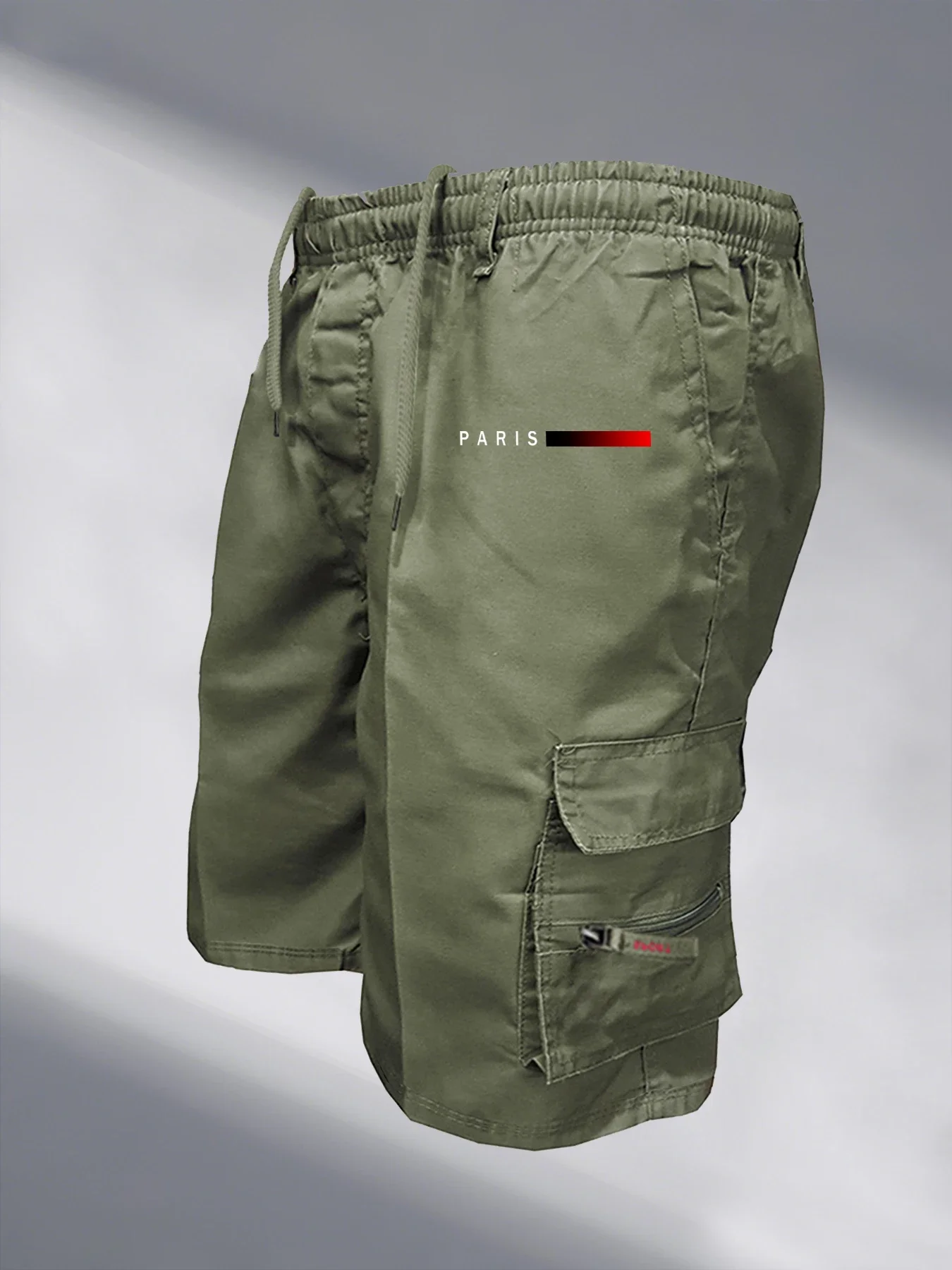 Mens Tactical Cargo Shorts Elastic Waist Outdoor Work Casual Jogging Loose Street Style Shorts