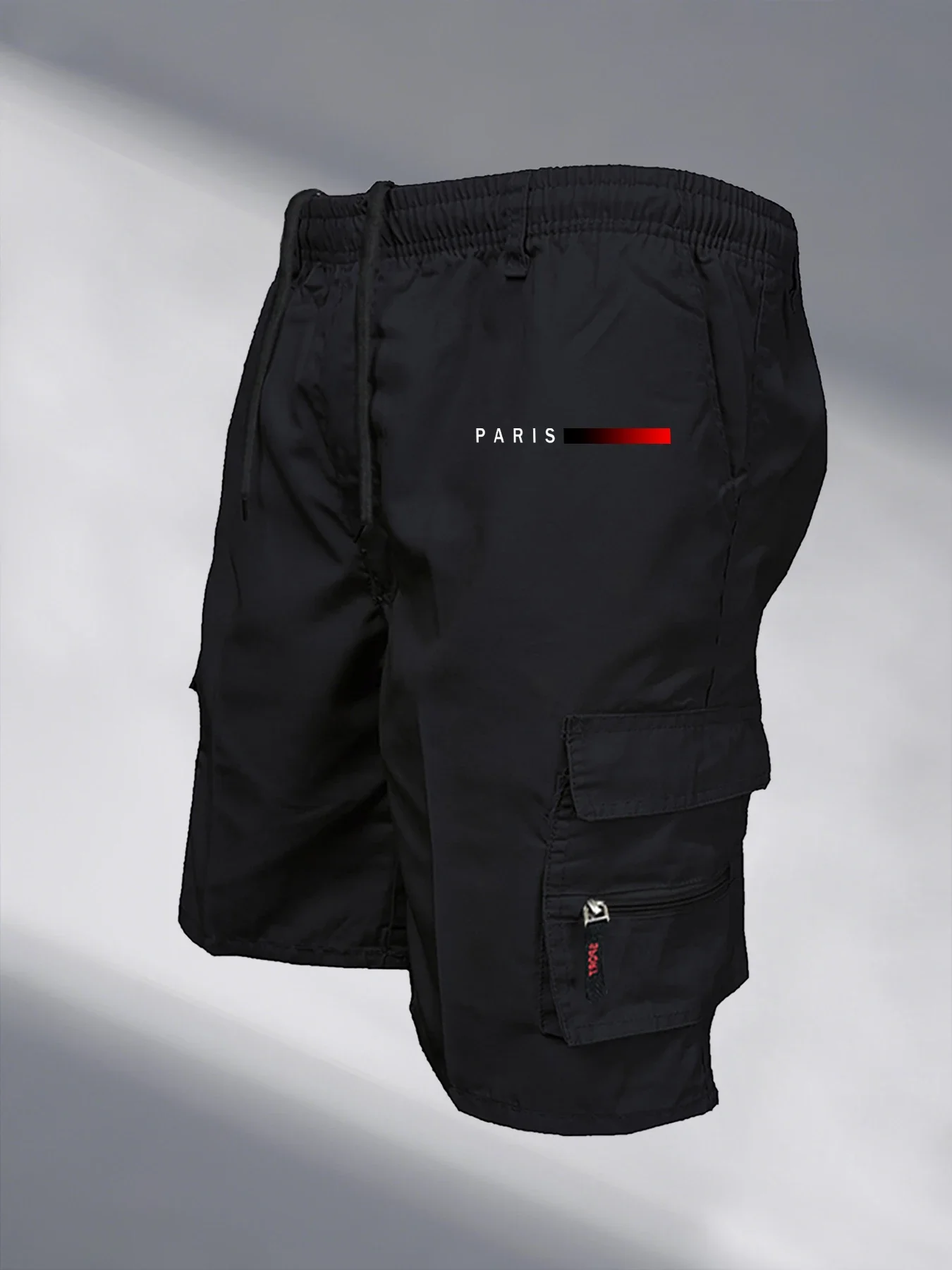 Mens Tactical Cargo Shorts Elastic Waist Outdoor Work Casual Jogging Loose Street Style Shorts