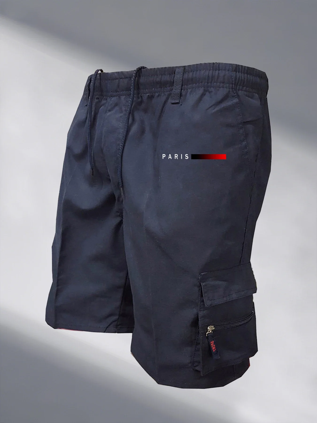 Mens Tactical Cargo Shorts Elastic Waist Outdoor Work Casual Jogging Loose Street Style Shorts