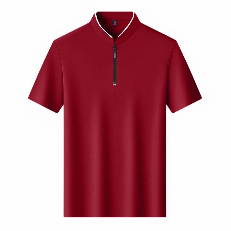Men Stand Collar Half Zip Short Sleeve T Shirt Slim Fit Soft Fabric Casual Business Basic Tops Daily Wear Pullover