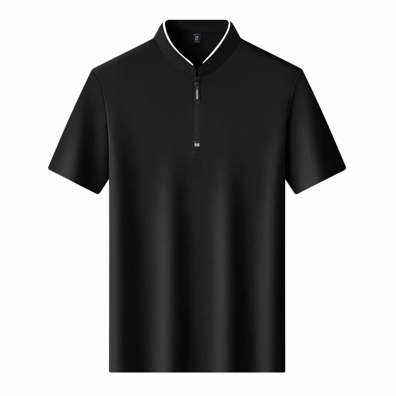 Men Stand Collar Half Zip Short Sleeve T Shirt Slim Fit Soft Fabric Casual Business Basic Tops Daily Wear Pullover