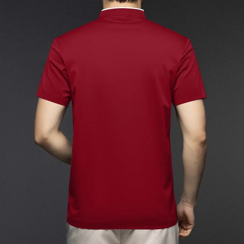 Men Stand Collar Half Zip Short Sleeve T Shirt Slim Fit Soft Fabric Casual Business Basic Tops Daily Wear Pullover