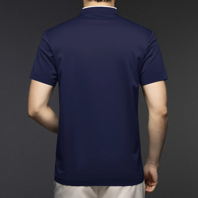 Men Stand Collar Half Zip Short Sleeve T Shirt Slim Fit Soft Fabric Casual Business Basic Tops Daily Wear Pullover