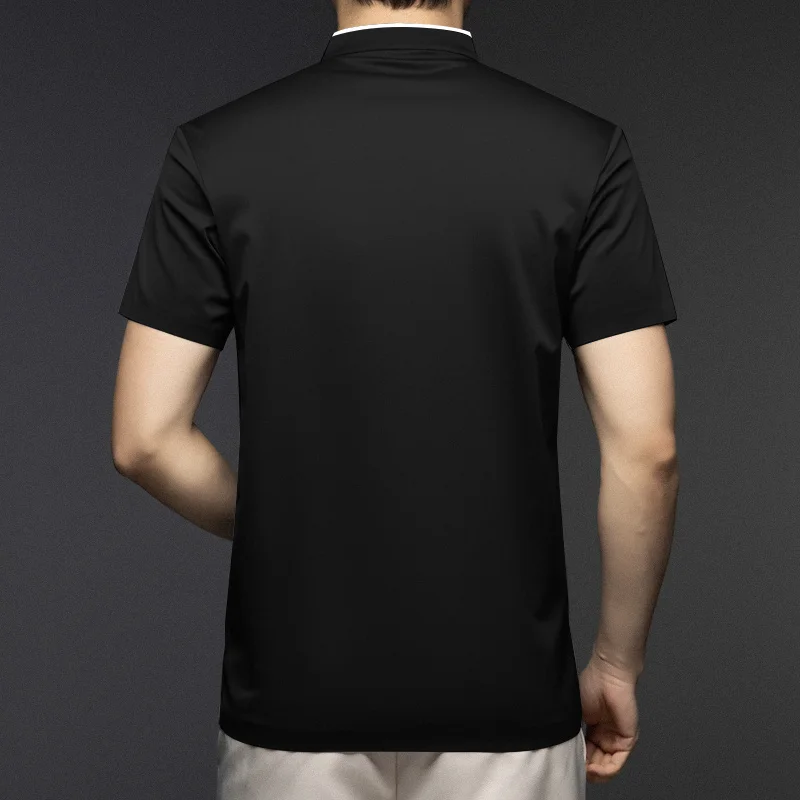 Men Stand Collar Half Zip Short Sleeve T Shirt Slim Fit Soft Fabric Casual Business Basic Tops Daily Wear Pullover