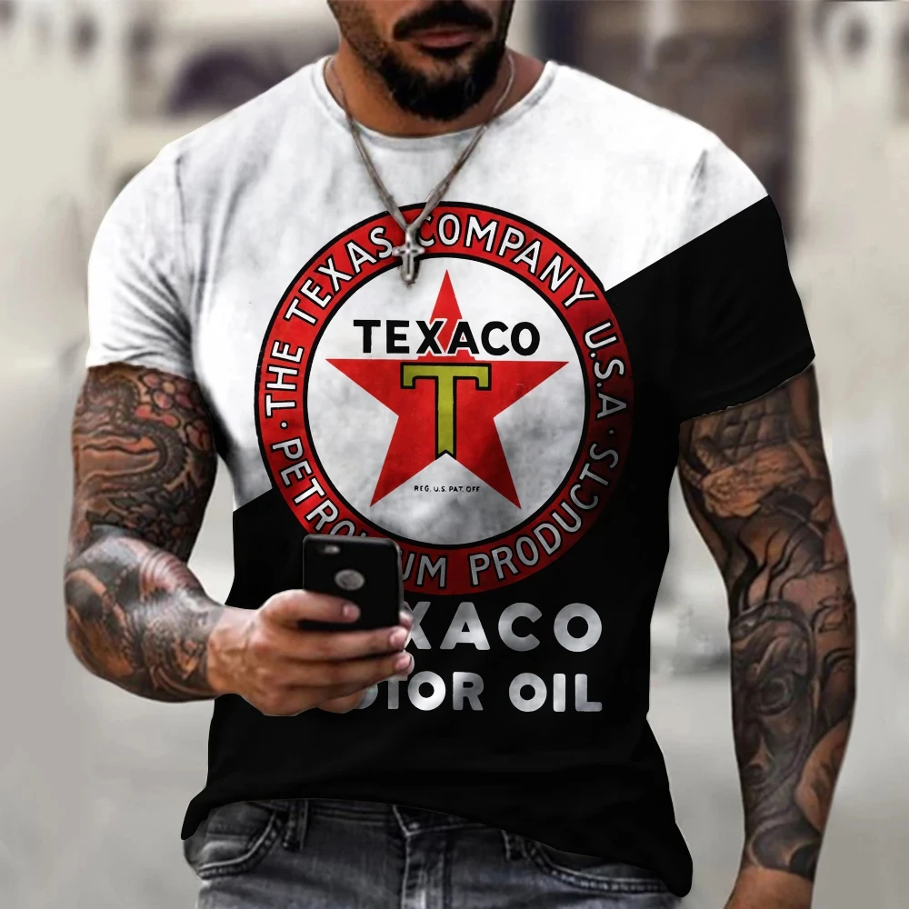 3d Tshirts For Men Vintage Oil T-shirt Street Fashion Castrol Printed Short-sleeved Loose Oversized Motorcycle T-shirt Tops Tees