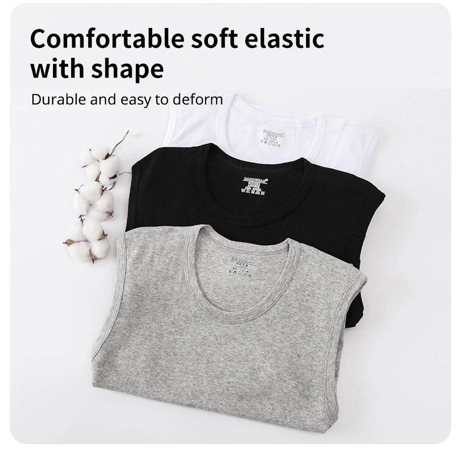 1/3/5 pcs Men's Cotton Sleeveless Thin Vest Young Men's Wide-shouldered Sports Fitness Slim Vest Thin Joker Tight Vest Breathabl
