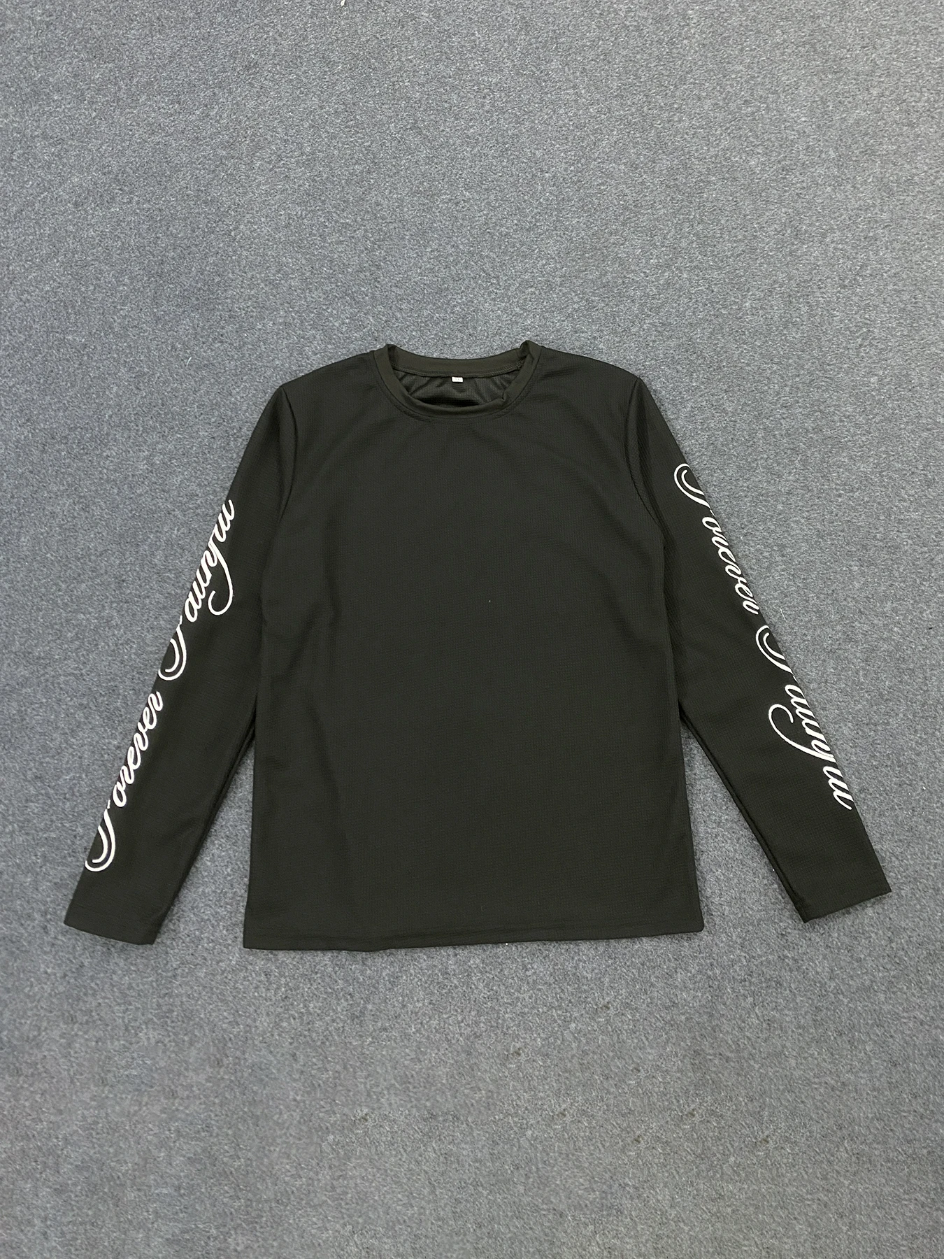 Street Retro Trend Loose Double Sleeved English Printed Round Neck Casual Long Sleeved T-Shirt