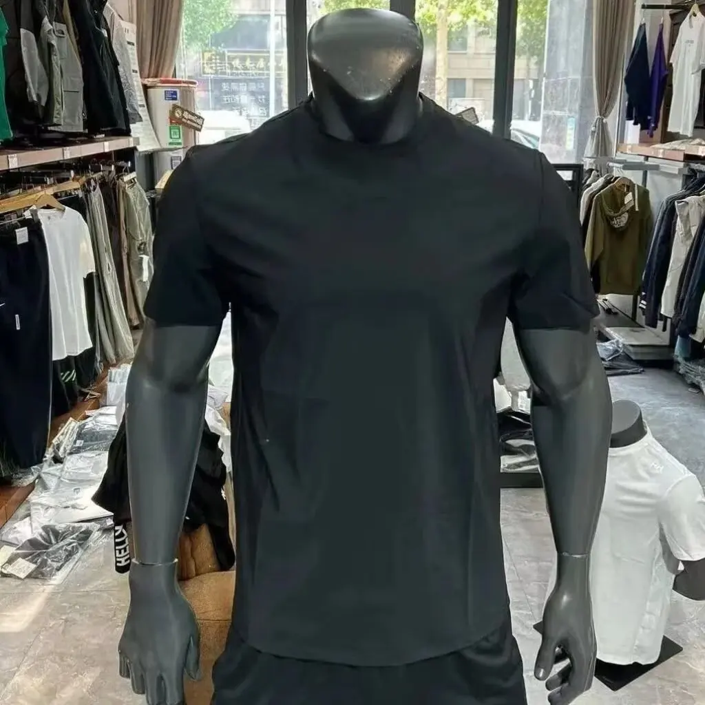 2025 summer new men's short sleeved breathable quick drying elastic personalized splicing comfortable casual versatile youth T-s
