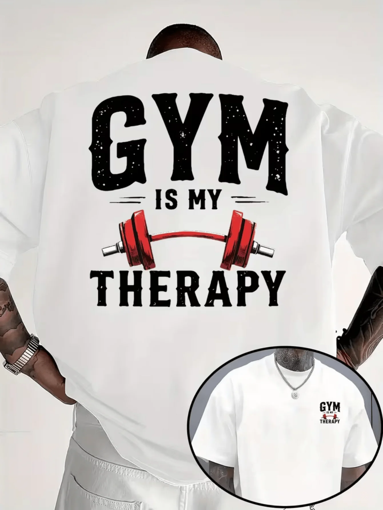 Men's Gym Relax Print T-Shirt Soft Breathable Fitness Tee with Bold Workout Graphics Round Neck Short Sleeve
