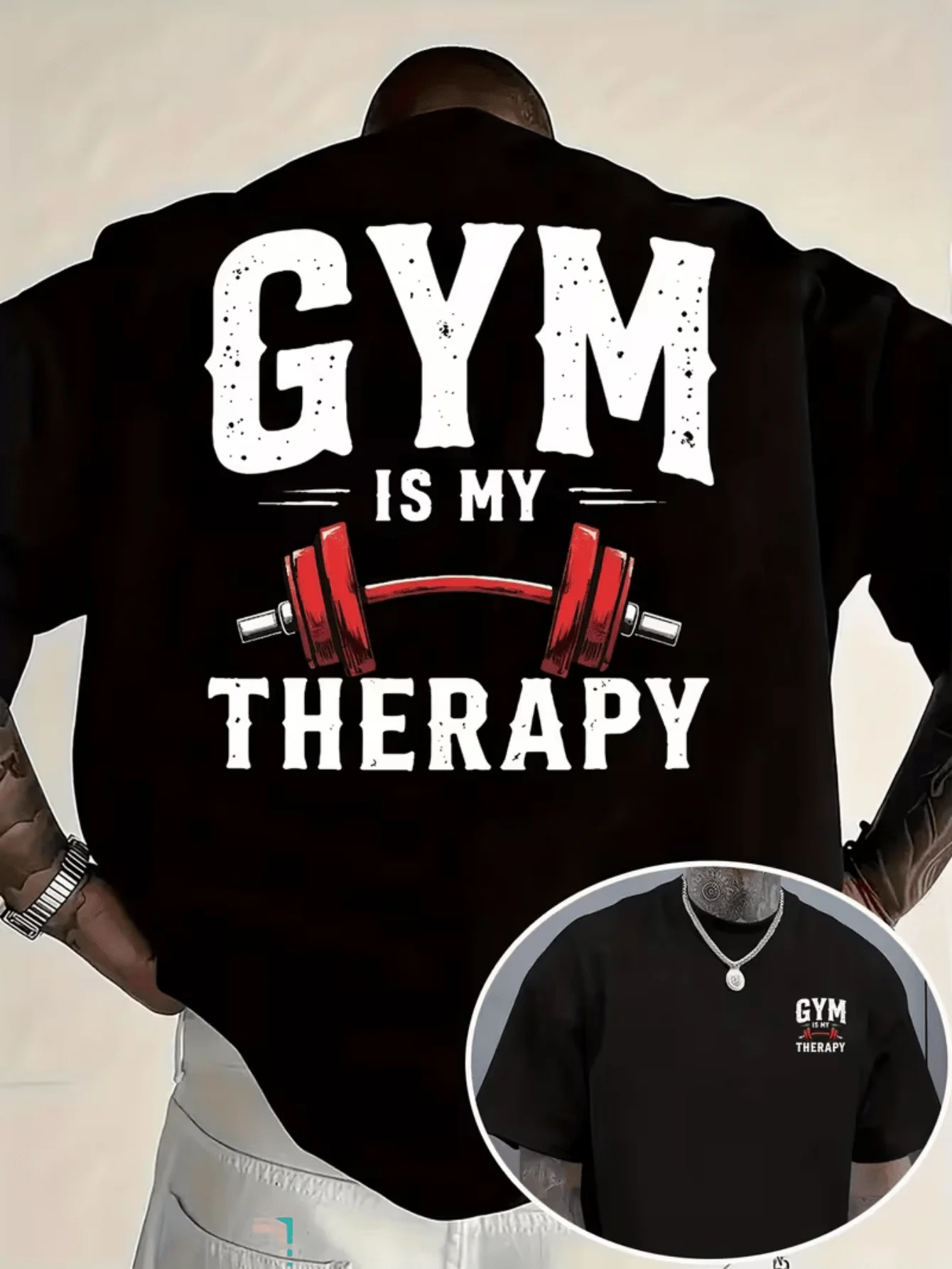 Men's Gym Relax Print T-Shirt Soft Breathable Fitness Tee with Bold Workout Graphics Round Neck Short Sleeve