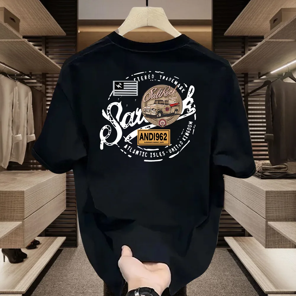 Summer 230g heavy cotton fashion versatile short-sleeved t-shirt men's fashion casual printed half-sleeved top