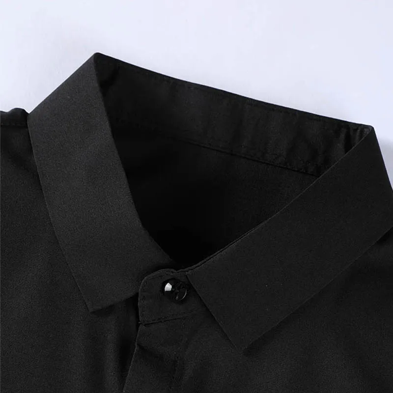 New Men's Business Casual Solid Color Short Sleeved Shirt for Summer Fashion No Ironing Comfortable and Versatile Top