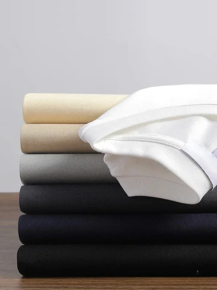 Pure black pure cotton short sleeved T-shirt for men as base, all season solid color loose couple pure cotton T-shirt