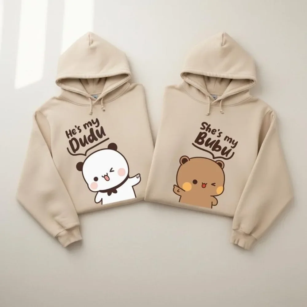 Bubu Dudu Bear Couple Hoodies Matching His and Hers Outfit Casual Cute Couple Outfits Fall Winter Men Women Daily Life Apparel