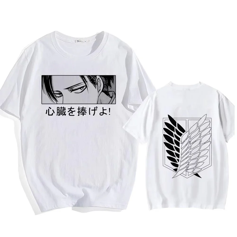 Attack on Titan Streetwear Men's T Shirt Eren Yeager Shingeki No Kyojin Anime Summer Cotton Women Tops Tees Casual High Quality