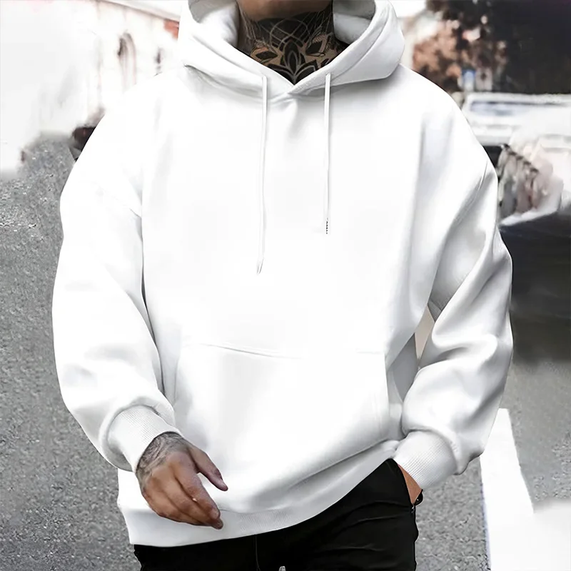 2025 Fall/winter New Arrival Men's Hoodie High Quality Solid Color Hooded Sweatshirt Male Home Outdoor Casual Fashion Pullover