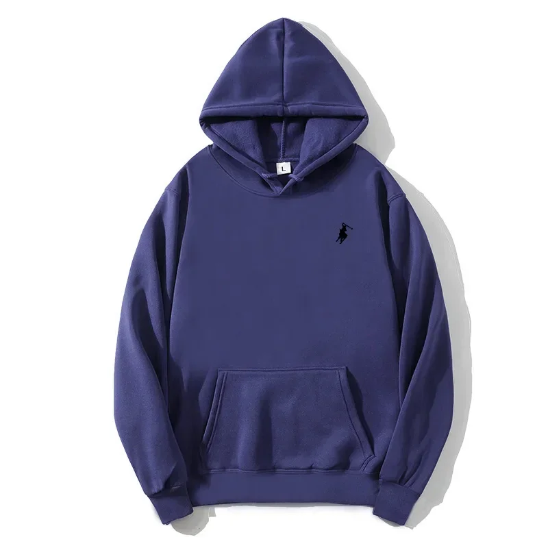 2026 polo print hooded sweatshirt for autumn and winter, suitable for both men and women, loose white couple's casual sweatshirt