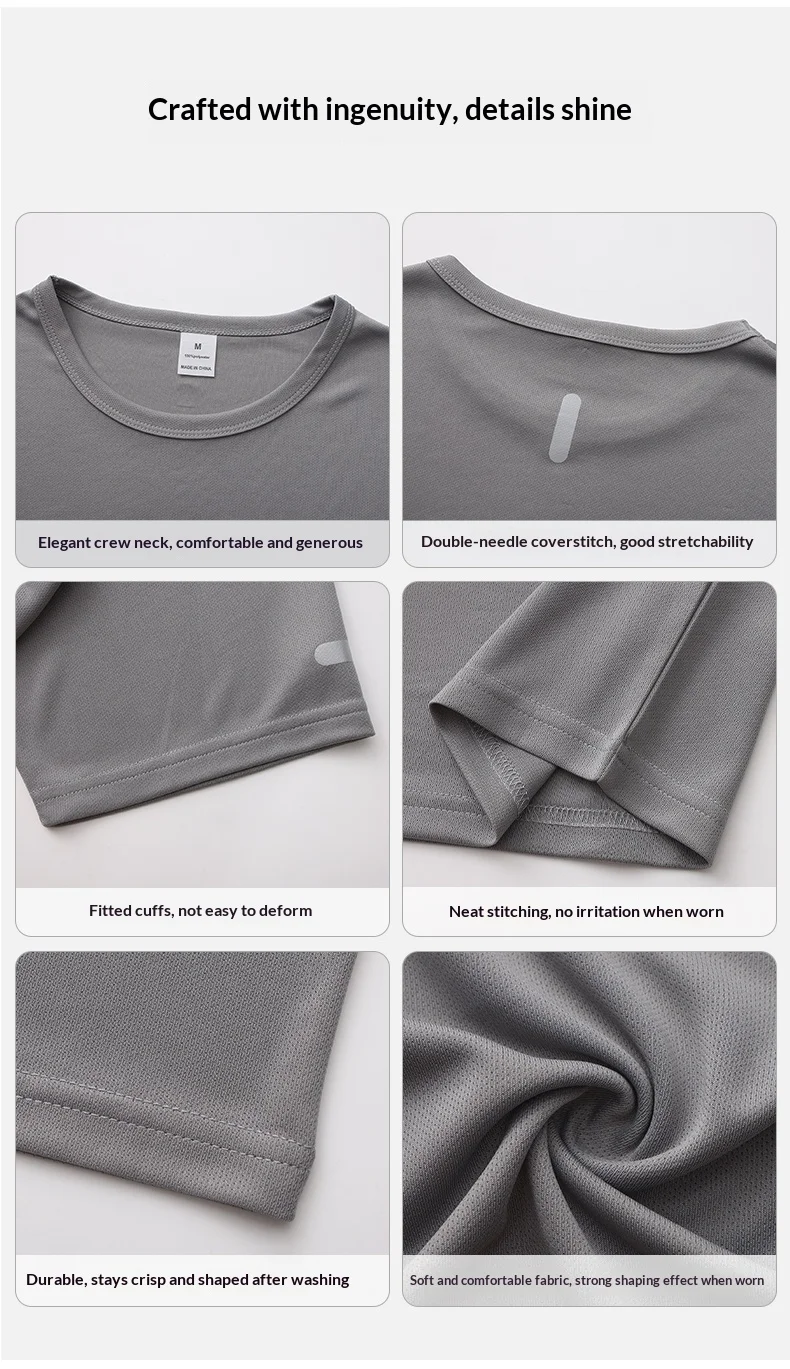 Men's Solid Black T Shirt Slim Fit Short Sleeve Crew Neck Summer Casual Basic Tee Breathable Fitness Streetwear Tops