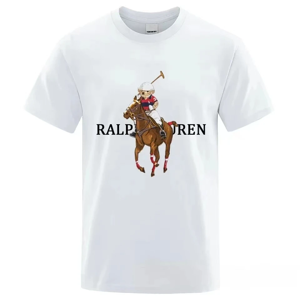 Hot Sale Funny Golf Teddy Bear Men Tshirt Fashion Summer Casual Cotton Tops Tee Unisex Clothing Men T Shirt Streetwear harajuku