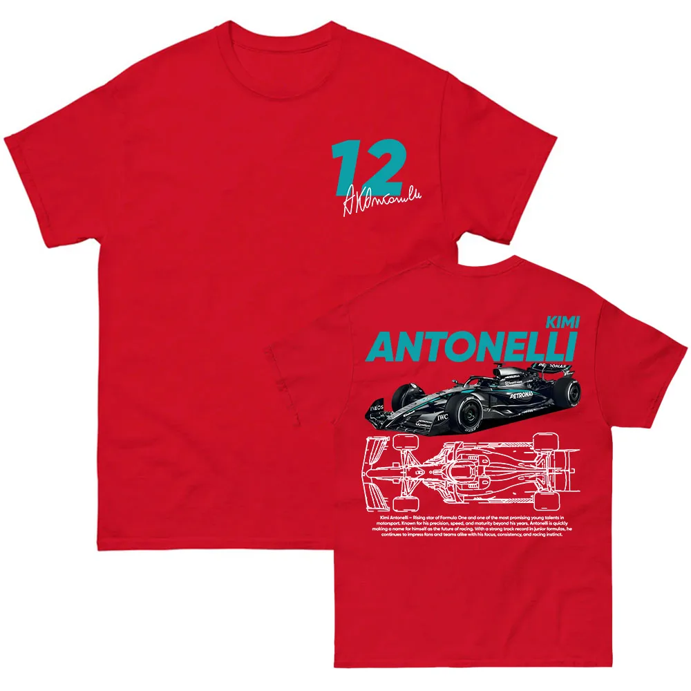 Racing Driver Kimi No.12 Antonelli Tshirts Unisex Streetwear Cotton O-neck Men/Women T-shirt Fashion Design Graphic Merch Teese