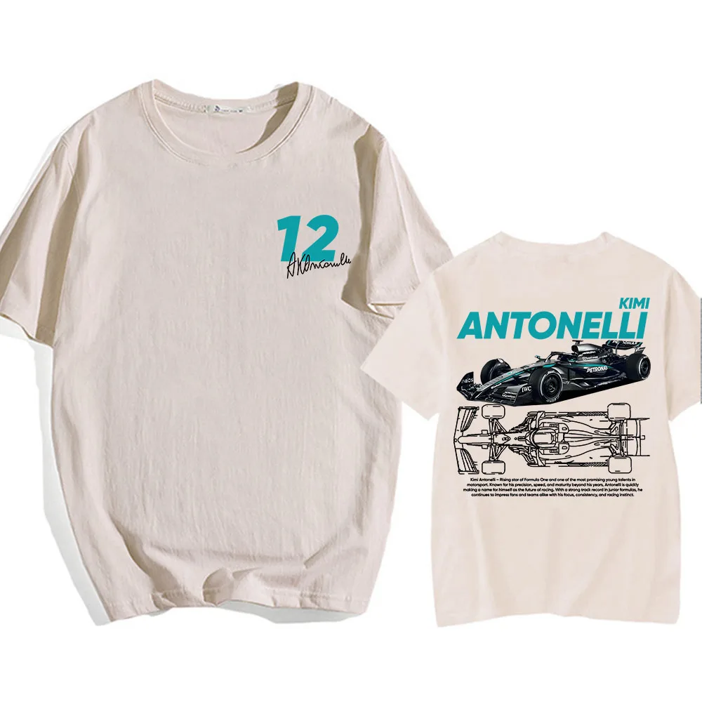 Racing Driver Kimi No.12 Antonelli Tshirts Unisex Streetwear Cotton O-neck Men/Women T-shirt Fashion Design Graphic Merch Teese