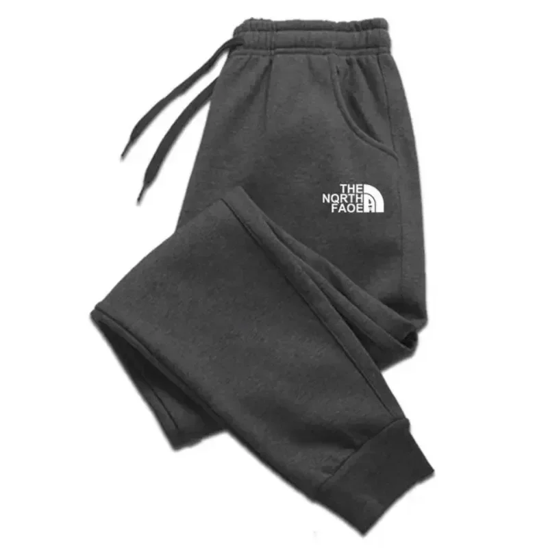 Thick Thermal Men Sports Sweat Joggers, Multi Storage Pockets, Timeless Logo Print, Great Companion for Winter Hiking Trips
