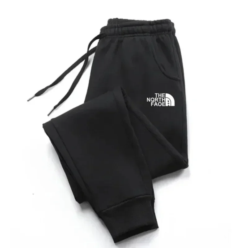 Thick Thermal Men Sports Sweat Joggers, Multi Storage Pockets, Timeless Logo Print, Great Companion for Winter Hiking Trips