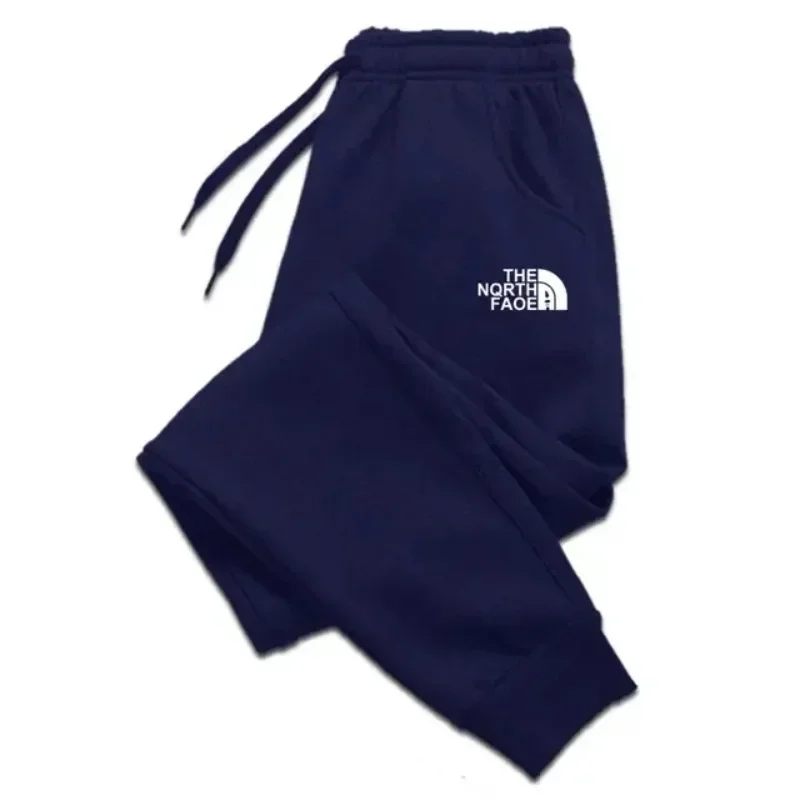 Thick Thermal Men Sports Sweat Joggers, Multi Storage Pockets, Timeless Logo Print, Great Companion for Winter Hiking Trips
