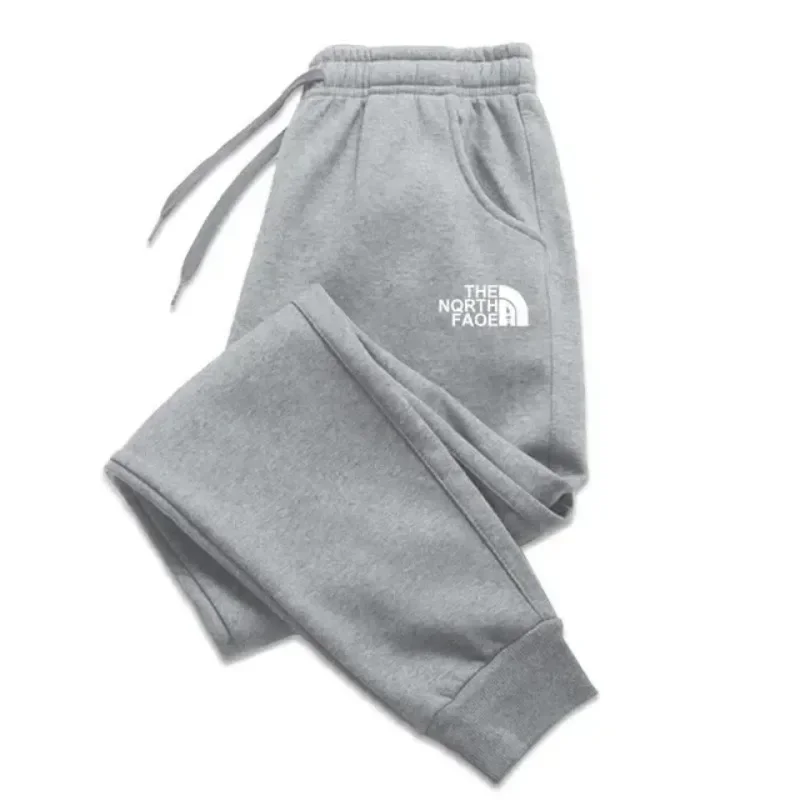 Thick Thermal Men Sports Sweat Joggers, Multi Storage Pockets, Timeless Logo Print, Great Companion for Winter Hiking Trips