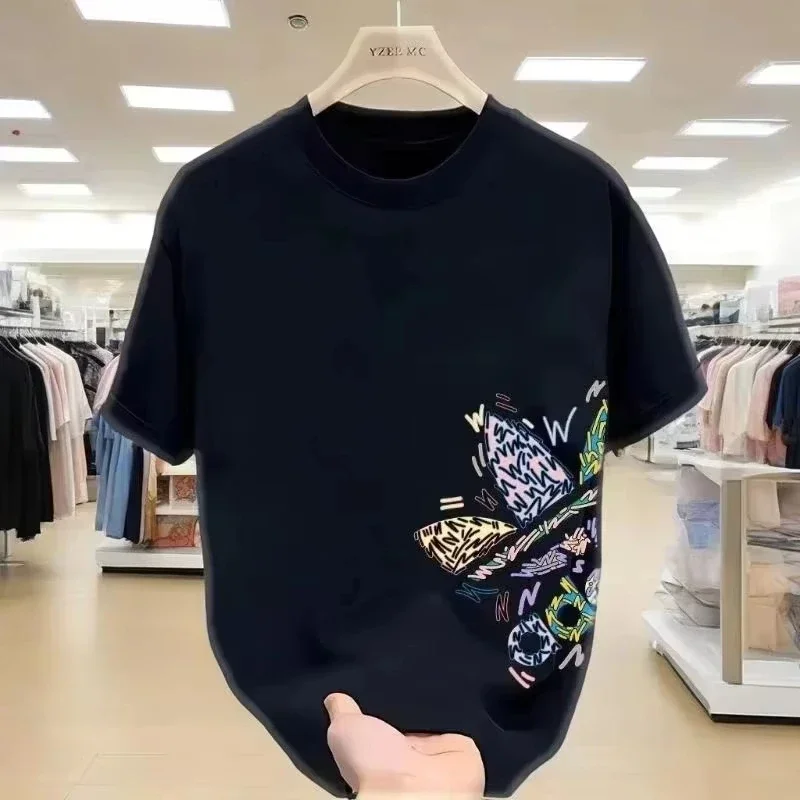 Men's high-quality printed 100% pure cotton T-shirt with fashionable patterns - short-sleeved and formal style