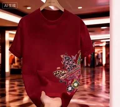 Men's high-quality printed 100% pure cotton T-shirt with fashionable patterns - short-sleeved and formal style